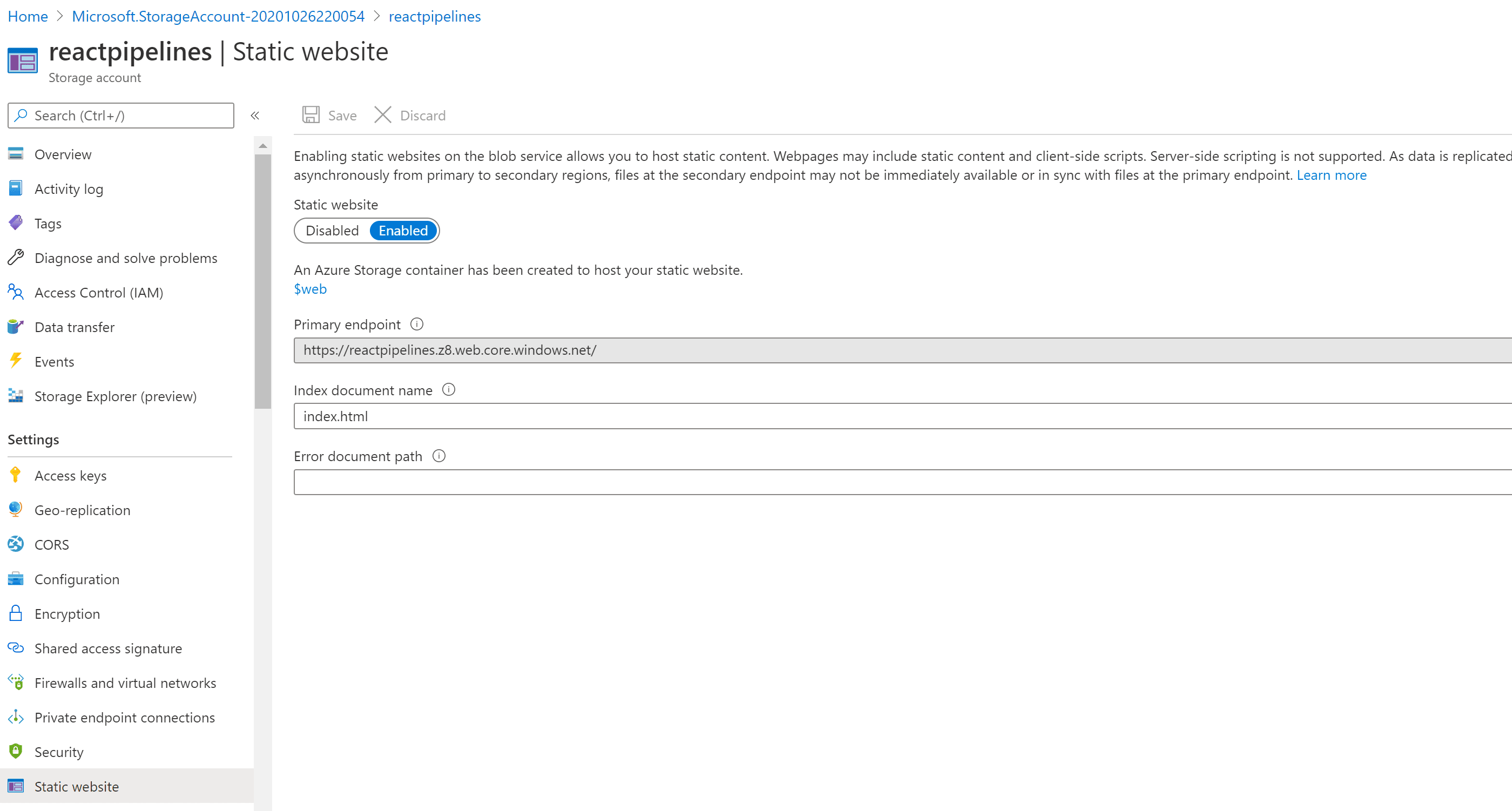 Storage Static Site